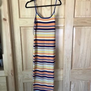 Never worn Tropical form fitting maxi Stripe dress